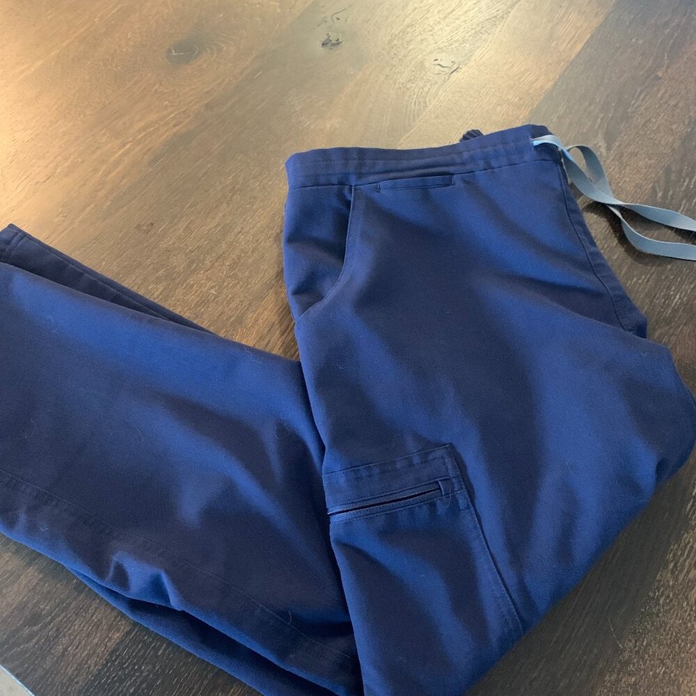 Figs Yola Skinny Scrub Bottoms, Navy, Large Petite (LP)